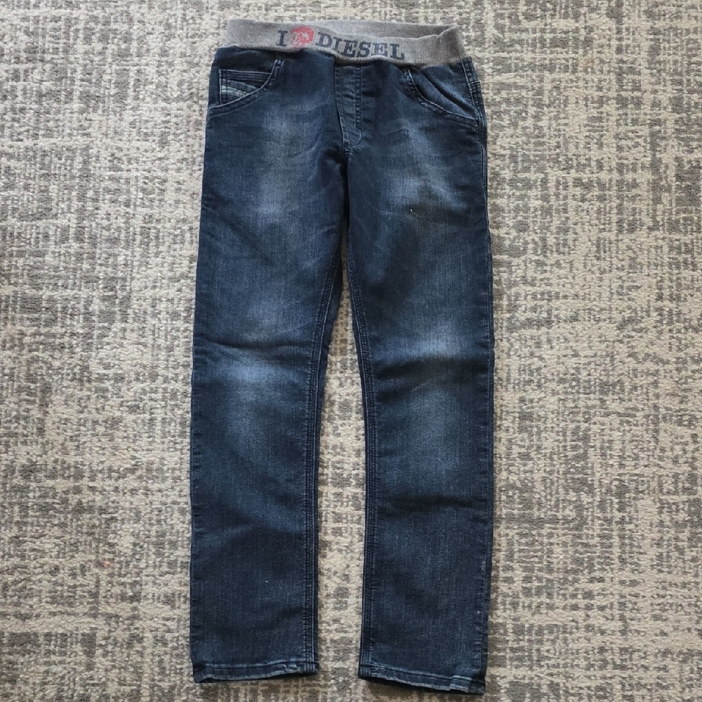 Diesel Men's Navy Slim Straight Jeans with Grey Waistband